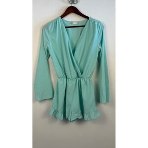 Altar'd State Mint Aqua Long Sleeve Ruffle Wrap Romper S SR4719-52